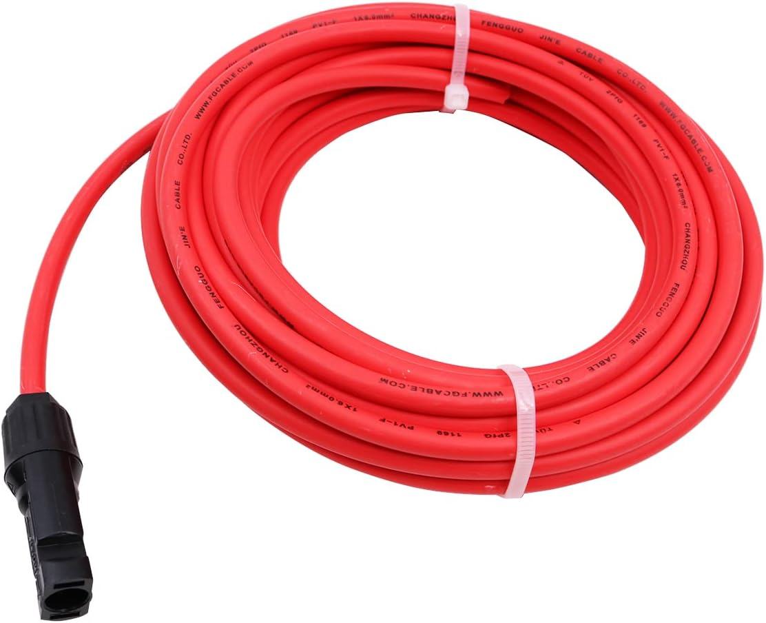 ZONADA Pair of 9.15M 6Mm2 10AWG Single Core Extension Cables with Connectors for Solar Panels and Solar Systems 9.15 Meters (30 Feet) Cable with Plug image number 5