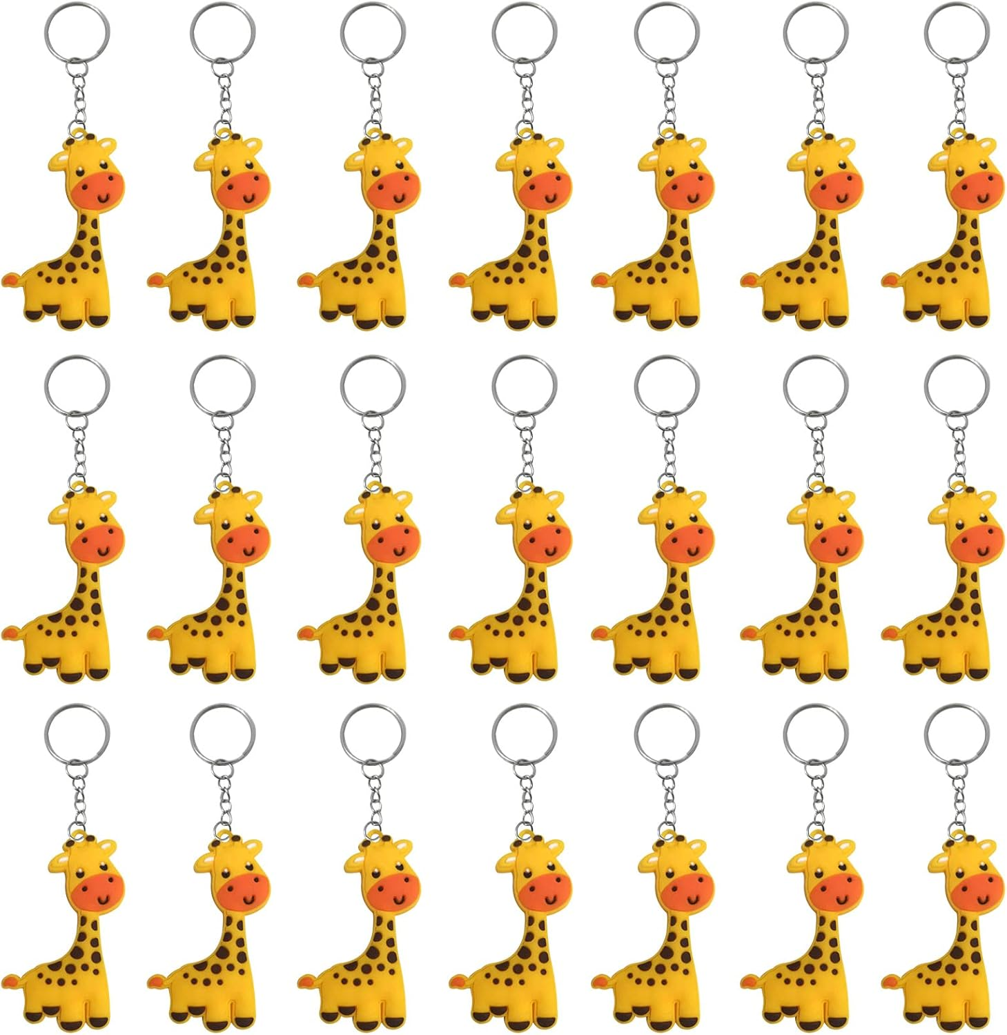 Imagitek 24 Pack Giraffe Keychains Safari Animal Keychains for Giraffe Themed Party Decorations, Birthday Party Bag Fillers, Birthday Party Return Gifts image number 1