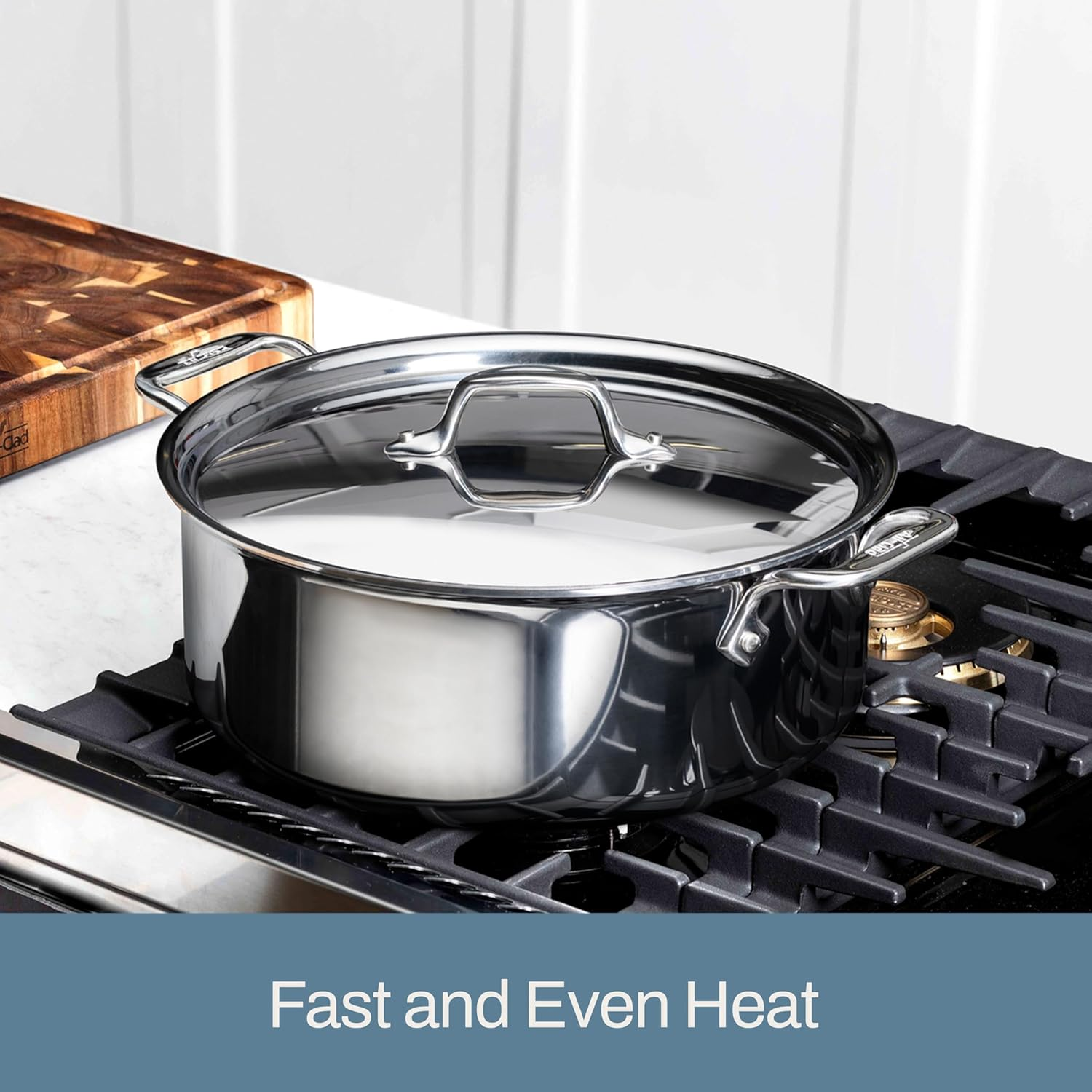 All-Clad 4506 Stainless Steel Tri-Ply Bonded Dishwasher Safe Stockpot with Lid/Cookware, 6-Quart, Silver image number 4