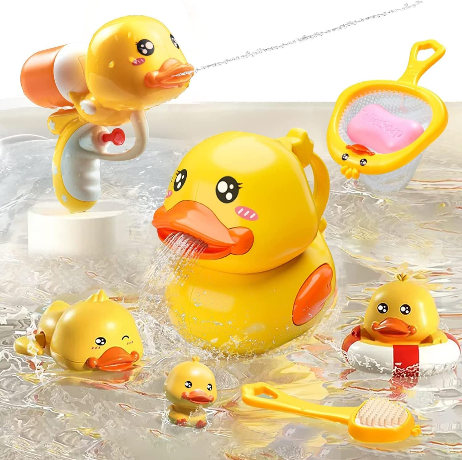 Baby Bath Toys, Cute Duck Bath Toys, Rubber Ducks Bathtub Shower Toys Swimming Pool Water Toys Toddlers Boys and Girls image number 1