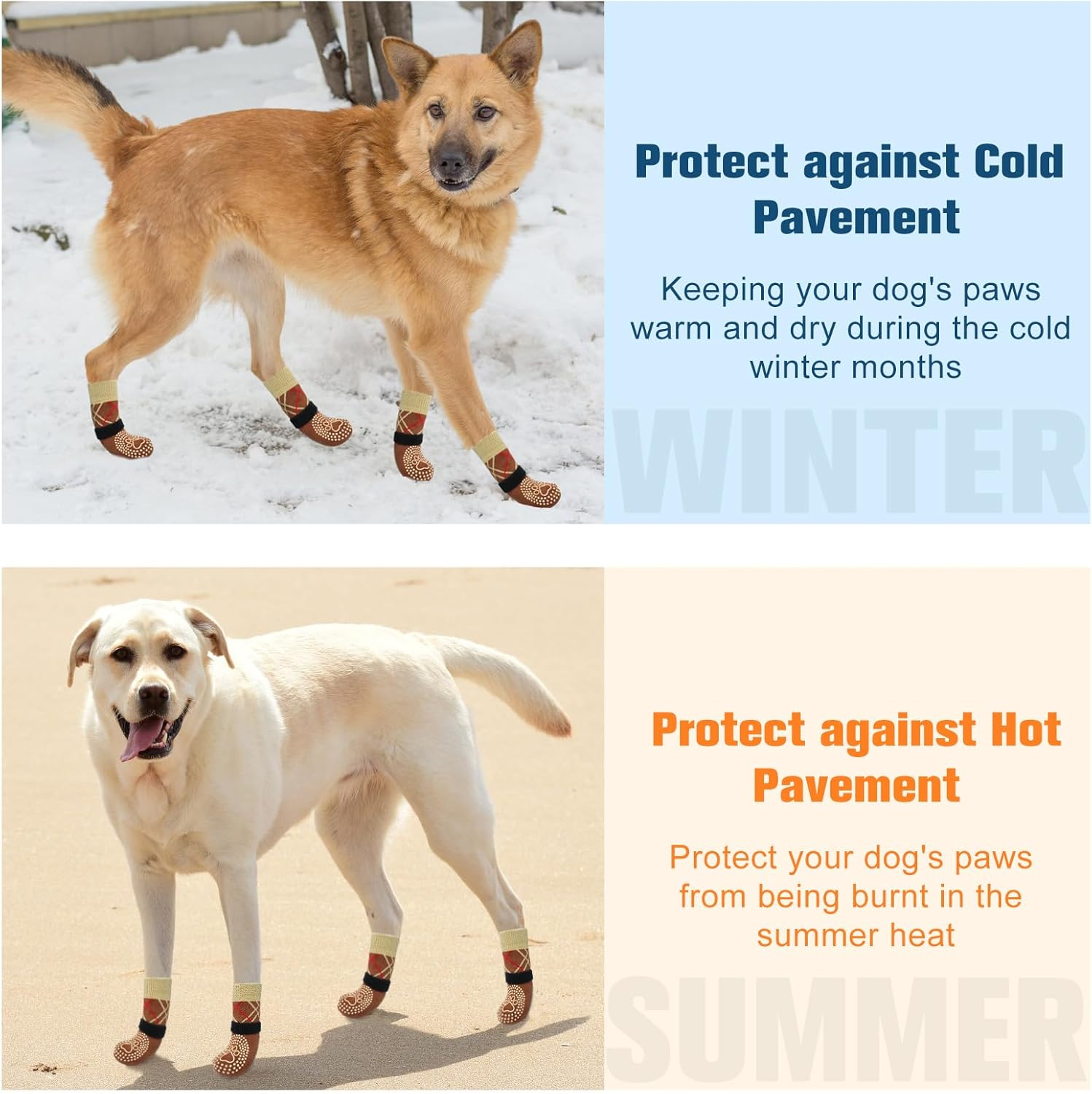 BEAUTYZOO 6PCS Dog Socks to Prevent Licking Paws, anti Slip Dog Shoes for Hot Pavement Hardwood Floors, Traction Control Toe Grips Boots & Paw Protectors for Small Medium Large Senior Dogs, Brown S image number 3