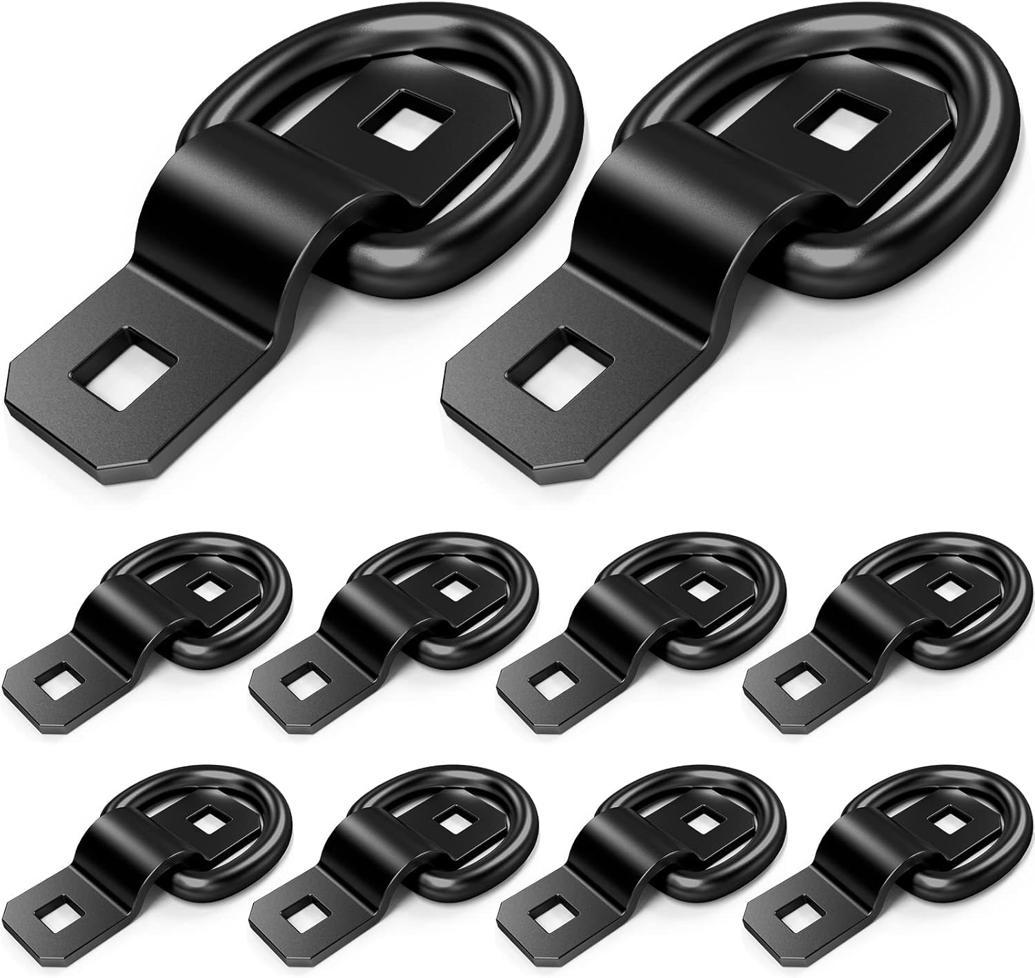 10 PCS 3/8" Heavy Duty D Rings Tie down Anchors for Trailer Truck Cargo D-Rings Durable Black Tie Downs Ring 6000 Pound Breaking Strength image number 2