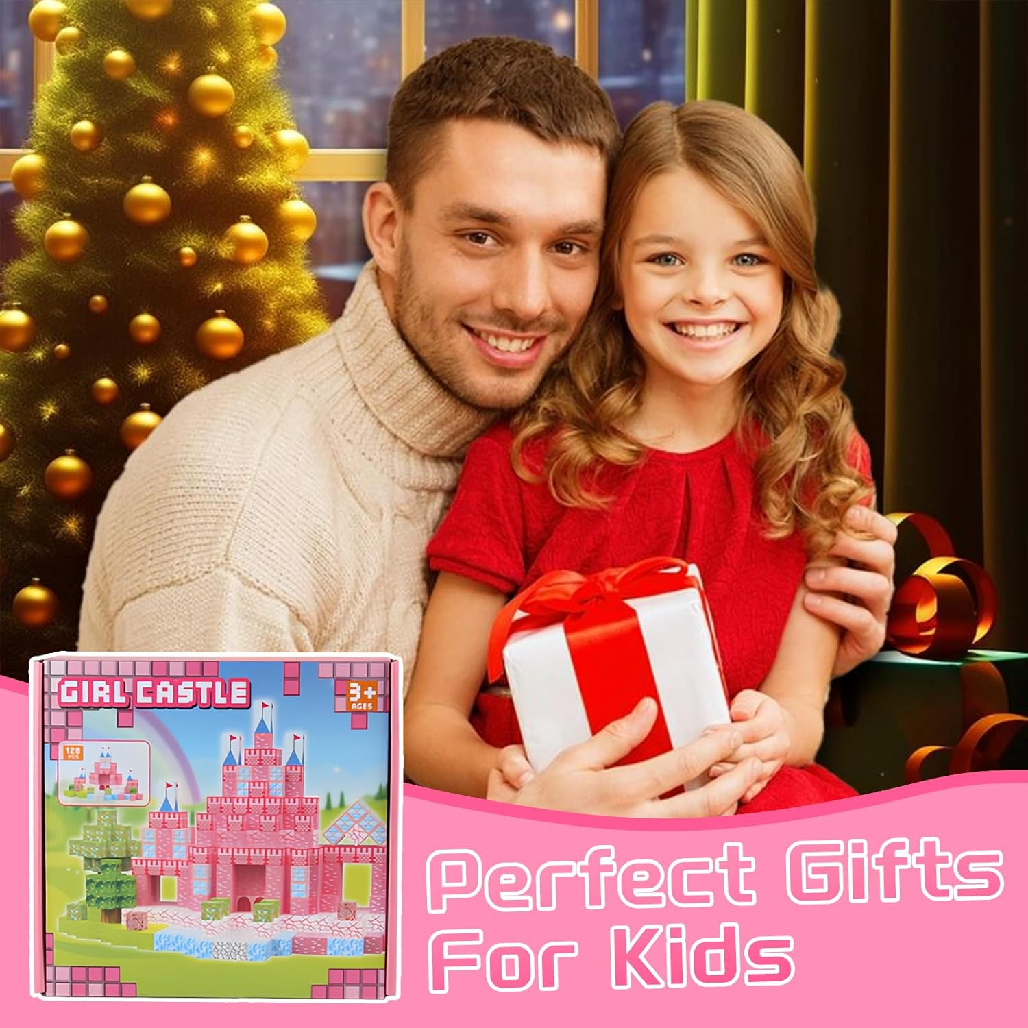 Magnetic Building Blocks 128PCS - STEM Sensory Toys for Kids Ages 3-8, 2.5CM Large Magnetic Tiles Castle Garden Set, Creative Construction Educational Toys for Toddler Boys & Girls image number 2