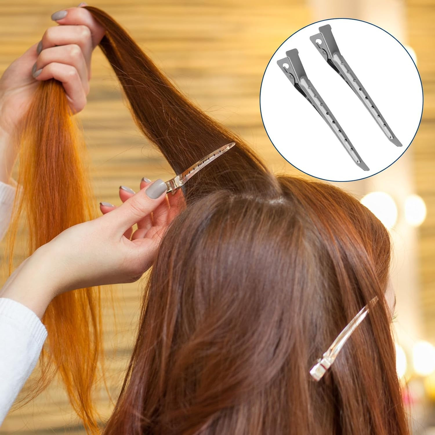 30 Pcs Professional Alligator Hair Clips - 3.5" Stainless Steel Duckbill Clips for Salon Styling, Hair Coloring & Curling | Rustproof Sectioning Pins with Holes (Silver) image number 1