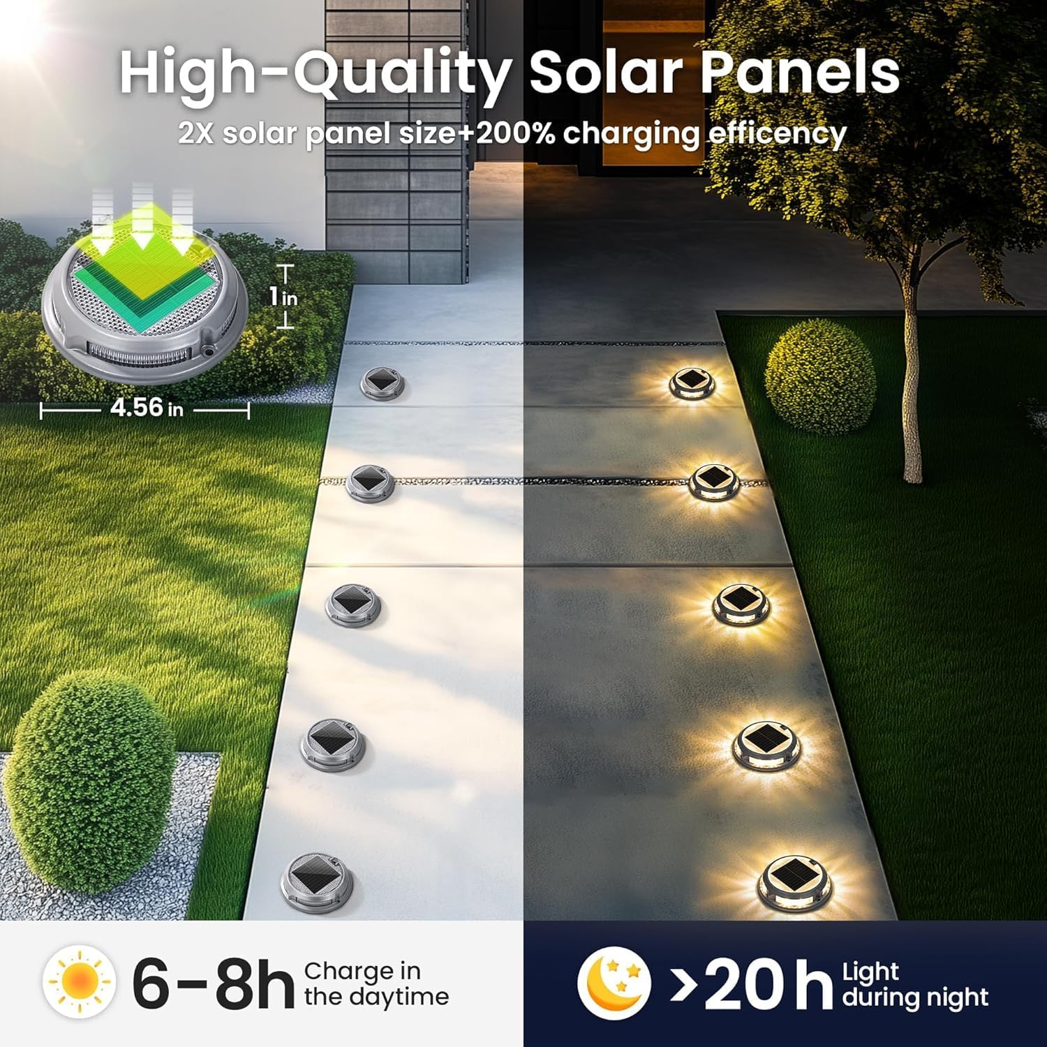 Cyperever Solar Driveway Lights 4 Pack, 8 Colors 4 Modes Extra Bright Driveway Solar Lights with 8 Premium LED Beads & High-Quality Shell for Driveway Garden Walkway Yard Fairy Fence Stairs Deck Patio image number 3