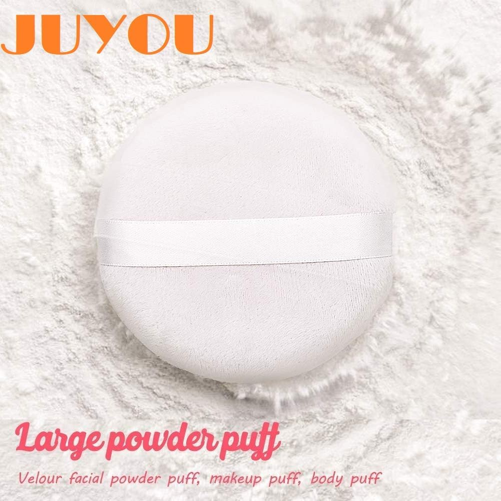 JUYOU 4'' / 10Cm Diam Powder Puff, Washable Large Body Puff, Soft & Furry,10 Pieces image number 2
