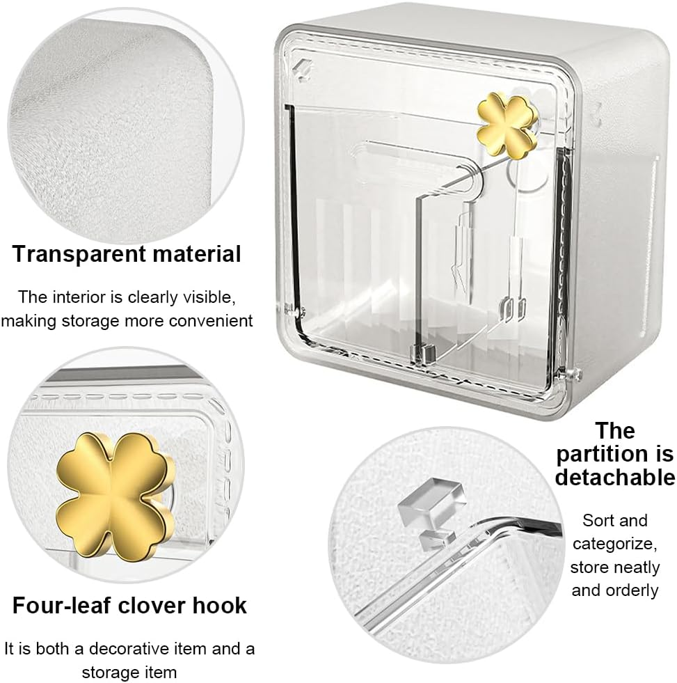 HHWRT Cotton Ball and Swab Organize, Cotton Balls Dispenser, Cottoned Balls and Swabs Holder with Lid, Clear Bathroom Organizer Jar, Cottons Pad Holder Dispenser, Cottons and Swabs Storage image number 6