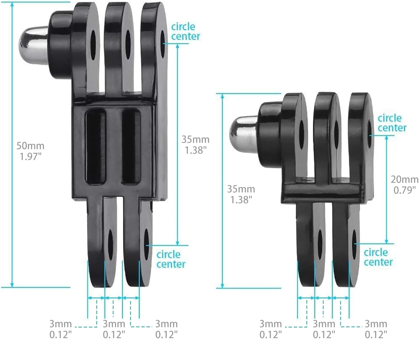 HSU Adjust Arm Straight Joints Mount, Long and Short Same Direction Straight Joints Mount for Gopro Hero 11 10 9 8 7 6 5 4 3 3+ 2 1, AKASO Campark and Other Action Cameras image number 3