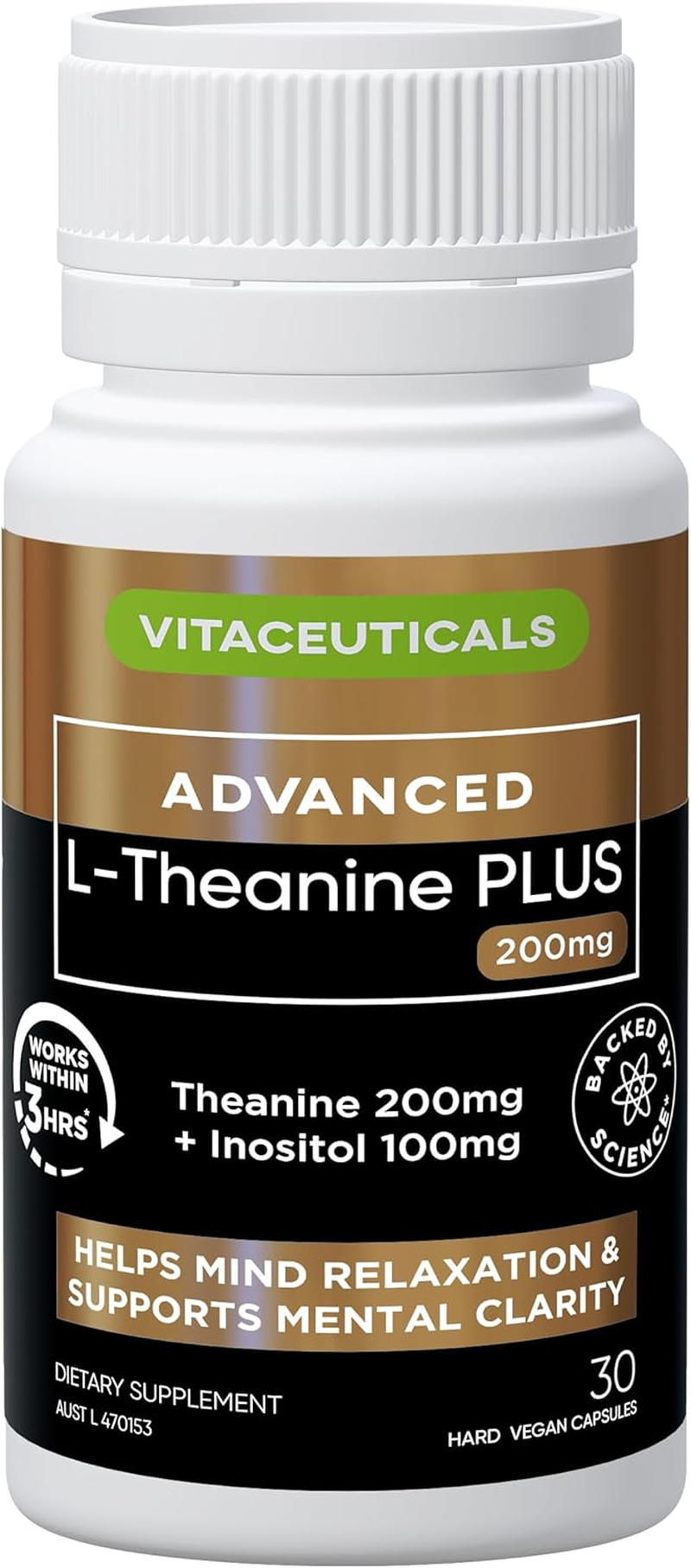 L-Theanine plus by Vitaceuticals | Supports Mental Clarity, Relaxation & Stress Relief | Australian Made | 30 Capsules image number 2