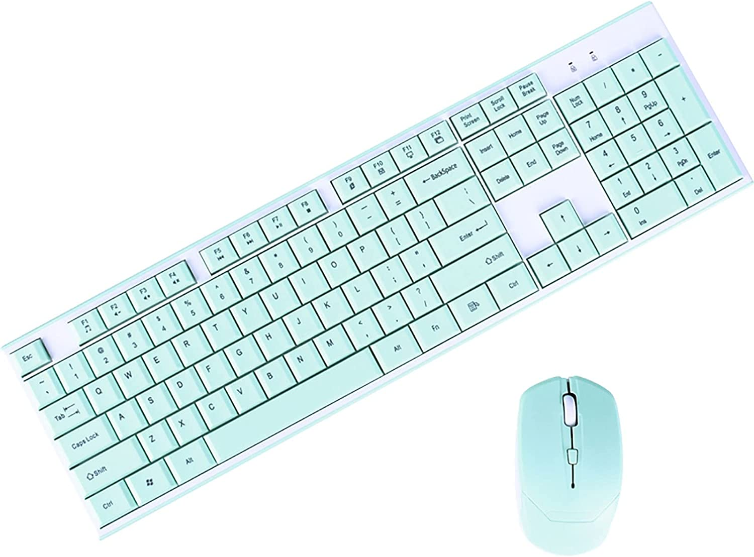 Wireless Keyboard Mouse Combo, Full Sized 2.4G Cordless Keyboard with Silent Chocolate Keys Multimedia, Ultra-Thin Cute Keyboard and 1600Dpi Mouse Set for Computer PC Laptop (Pink)