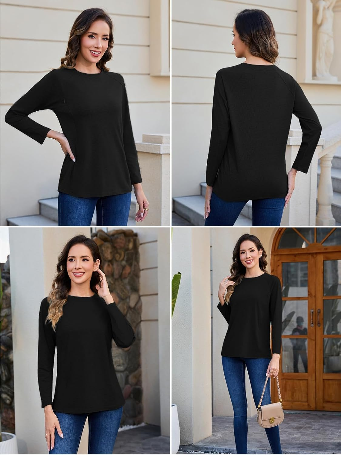 Ecavus 3-Pack Breastfeeding Shirts with Hidden Zippers Comfort and Soft Nursing Shirts for Women image number 5