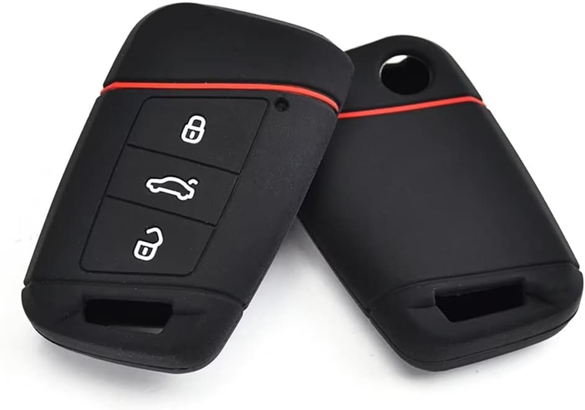 Key Fob Cover Soft Silicone Protective Case Remote Key Accessories Compatible with VW Volkswagen Passat B8 Jetta Skoda Kodiaq Superb A7 image number 4