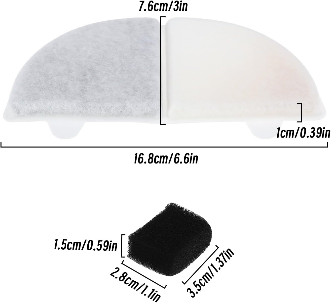 6Pcs Cat Water Fountain Filters with Sponges Compatible with 68Oz/2L Drinking Fountain WF20 CF20 Pet Water Dispenser Cartridge Replacement image number 2