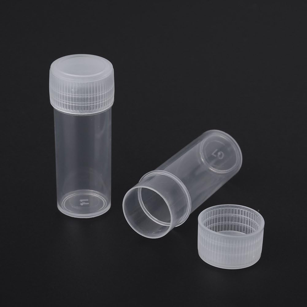 50 Pcs 5Ml Volume Plastic Sample Bottles Small Storage Container Test Tube Vial Storage Container image number 5