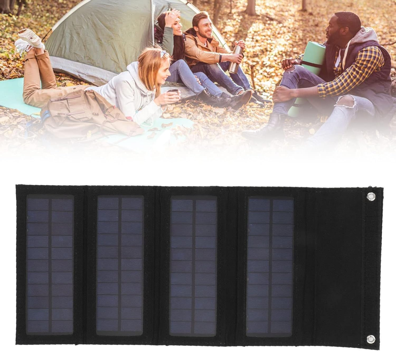 40W Folding Solar Panel, Good Output Efficiency USB Interface Light Weight 40W Portabel Solar Panel for Backpacking for Hiking (Black) image number 2