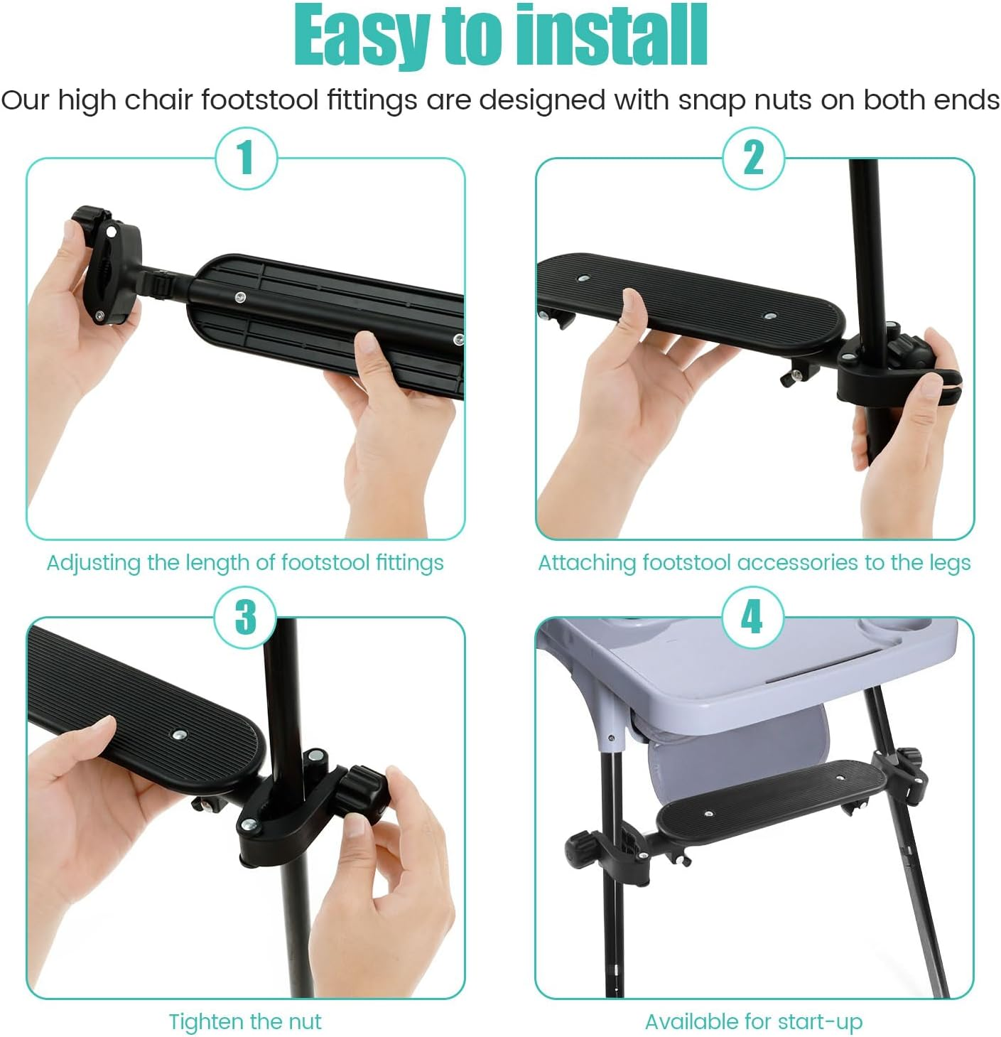 High Chair Footrest Footrest for Baby Highchair Adjustable Highchair Foot Rest Non-Slip Highchairs Foot Rest for Baby Highchair Accessories Compatible with Most Highchairs