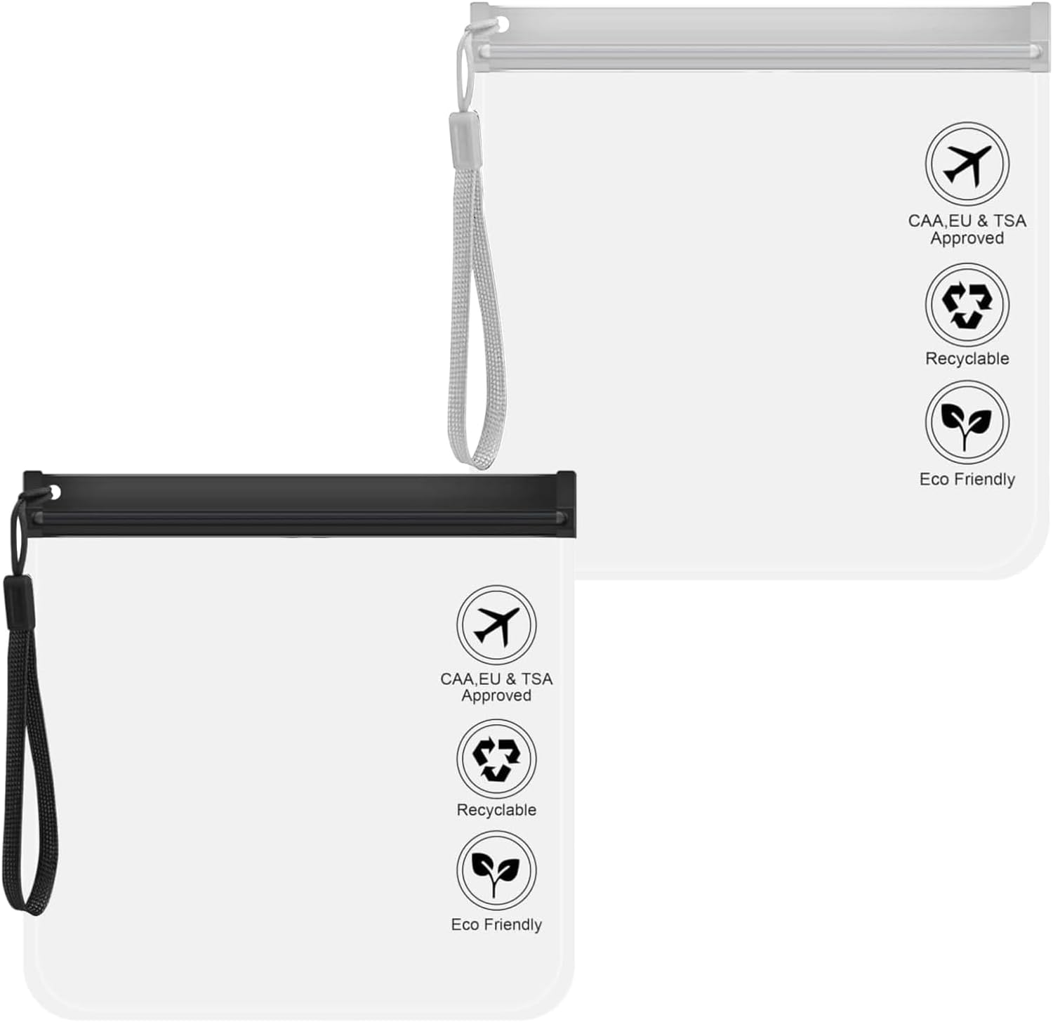 Luojinluoda Clear Travel Toiletry Bag - Airport Security Liquids Bag 20X20Cm TSA Approved, Travel Essentials Toiletry Bag for Men & Women, Travel Toiletry Bag with 2Pcs Black/Grey, Travel Accessories image number 4