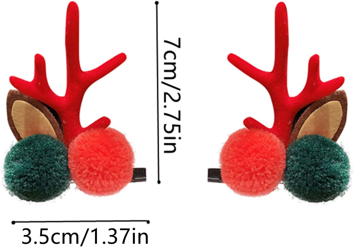 LERTREE 4 Pairs Girls Novelty Antler Hair Clip Women Hair Barrettes Cute Deer Horn and Ears Christmas Hair Pins Xmas Party Supplies (Red)