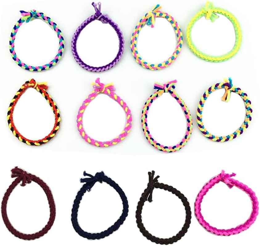 Pack of 50 Multicoloured Braided Elastic Hair Rings Hair Scrunchie Elastic Band Ponytail Holder Headband Headwear Hair Accessories Hair Accessories (Colour Random) image number 5