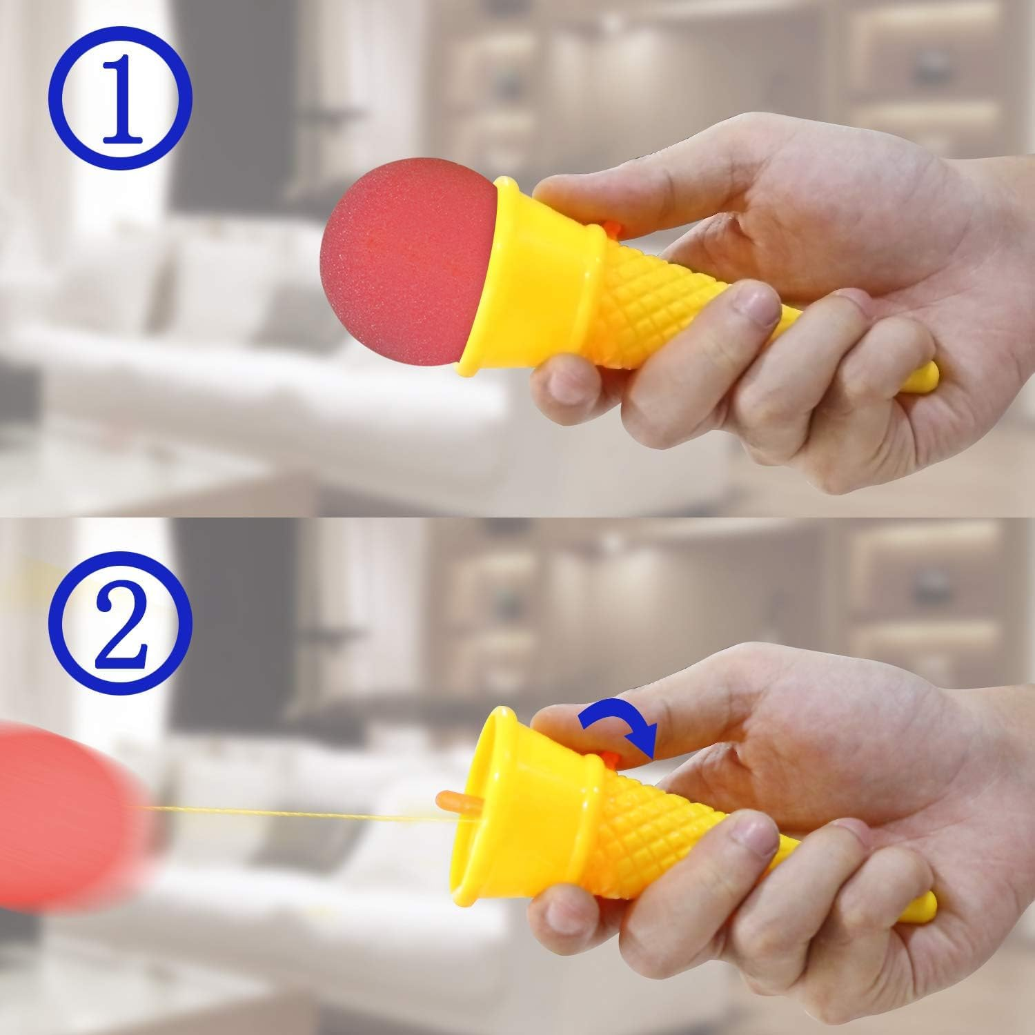 Novelty Place 7" Ice Cream Shooters Toy, Pack of 12, 7 Inch Size Plastic Cone and Foam Ball with Multiple Colors, Interesting Toys for Children'S Party image number 1