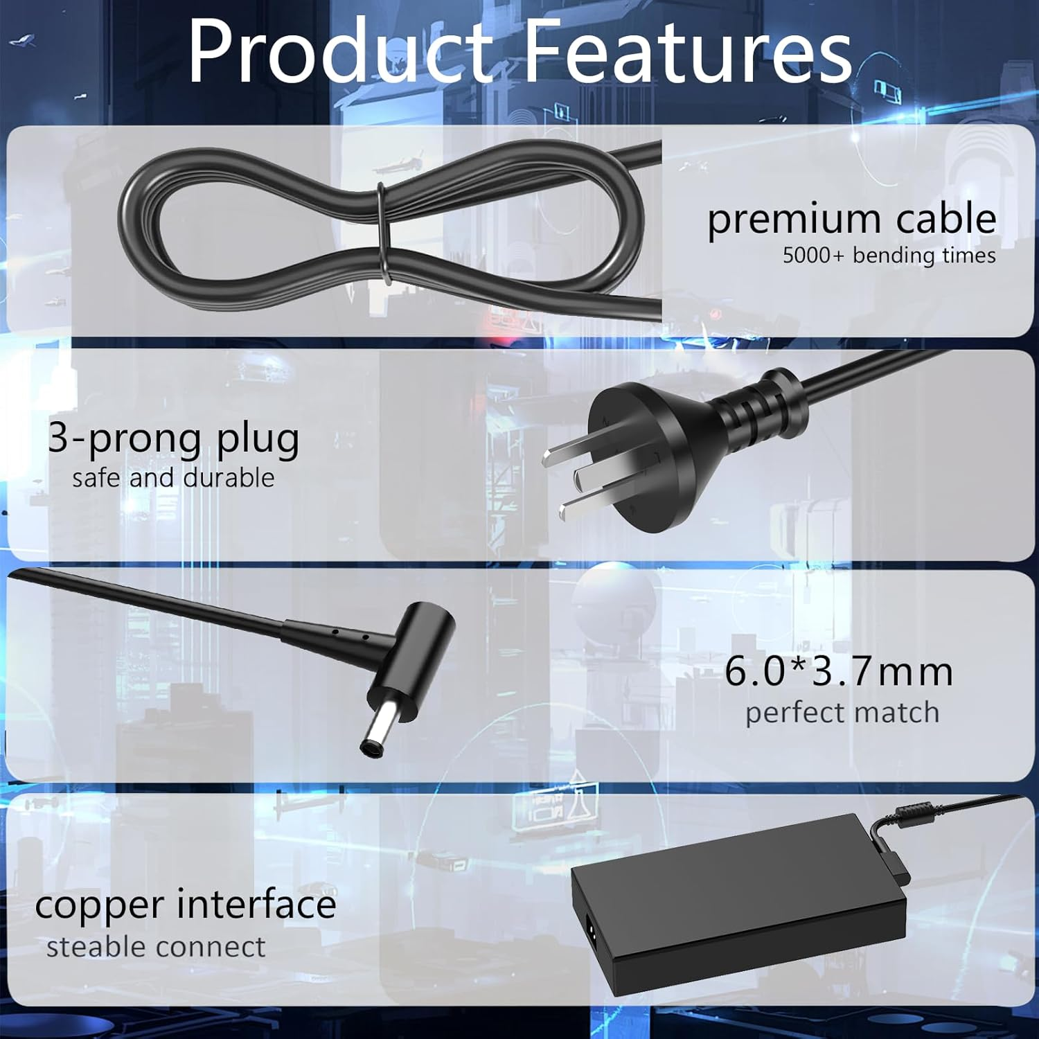 280W Laptop Charger Compatible with Asus Strix G18 G17 G16 G15 G814 G614 G713 G513 ROG Strix Scar 17 15 SE G733 G533 TUF Gaming A16 FA607 Zephyrus M16 6.0X3.7Mm image number 3