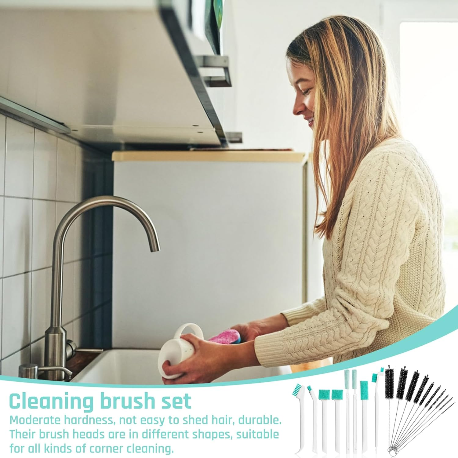 18 Pieces Thin Bottle Brush Sponge Set, Bottle Cleaner Brush Sponge Brush Bottle Sponge Cleaning Brush Bottle Brush Baby Small Brushes for Cleaning All Drinking Straws image number 1