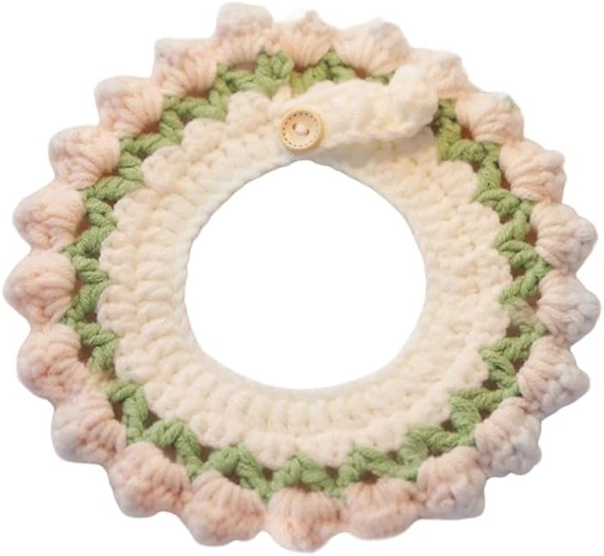 Knit Pet Collar, Pet Collar, Cute, Knit, Flower, Necklace Accessory, for Cats, Cute, Flowers, SNS, Cute, Cute, for Pets, Neck Circumference 5.5-7.9 Inches (14-20 Cm), Soft and Lightly Knitted