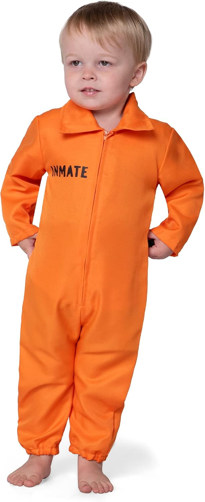Spooktacular Creations Halloween Baby Jailbird Costume, Orange Prisoner Costume for Infants Toddler Halloween Dressup Party image number 1