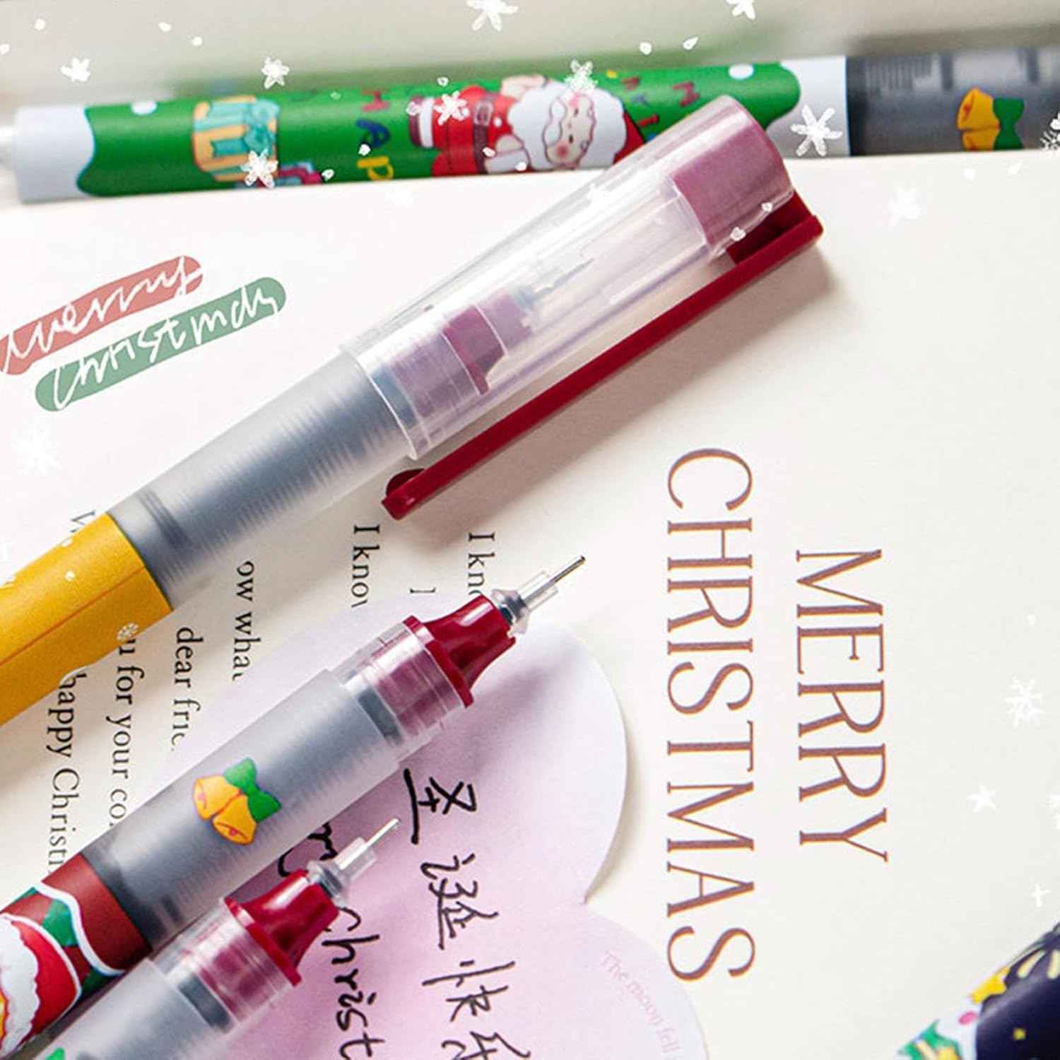 Christmas Black Ink Pen, Fast Drying Ballpoint Pens, Holiday Writing Pens, Winter Stationery Set, Christmas Art Supplies, Black Ink Ballpoint Pen Holiday Ornament Stationery