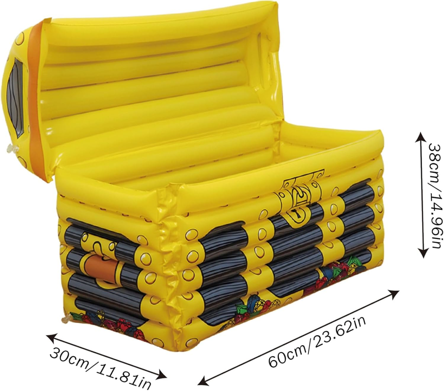 Pirate Treasure Chest Cooler 23.6X11.8X15 in PVC Inflatable Cooler with Valve Large Capacity Food Drink for Party Pool Beach Pinic Camping image number 2