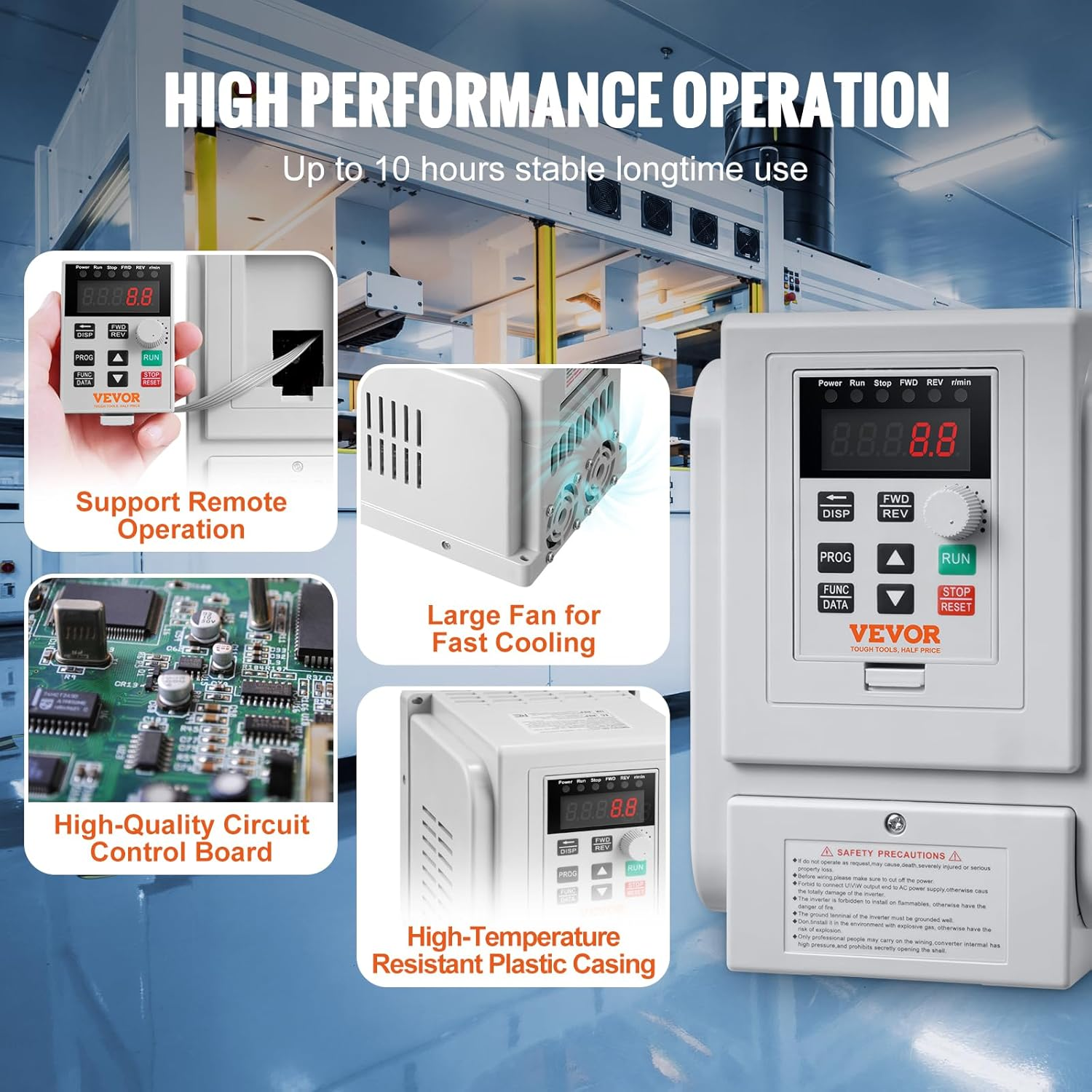 VEVOR VFD 2.2KW 10A 3HP Variable Frequency Drive for 3-Phase Motor Speed Control image number 2