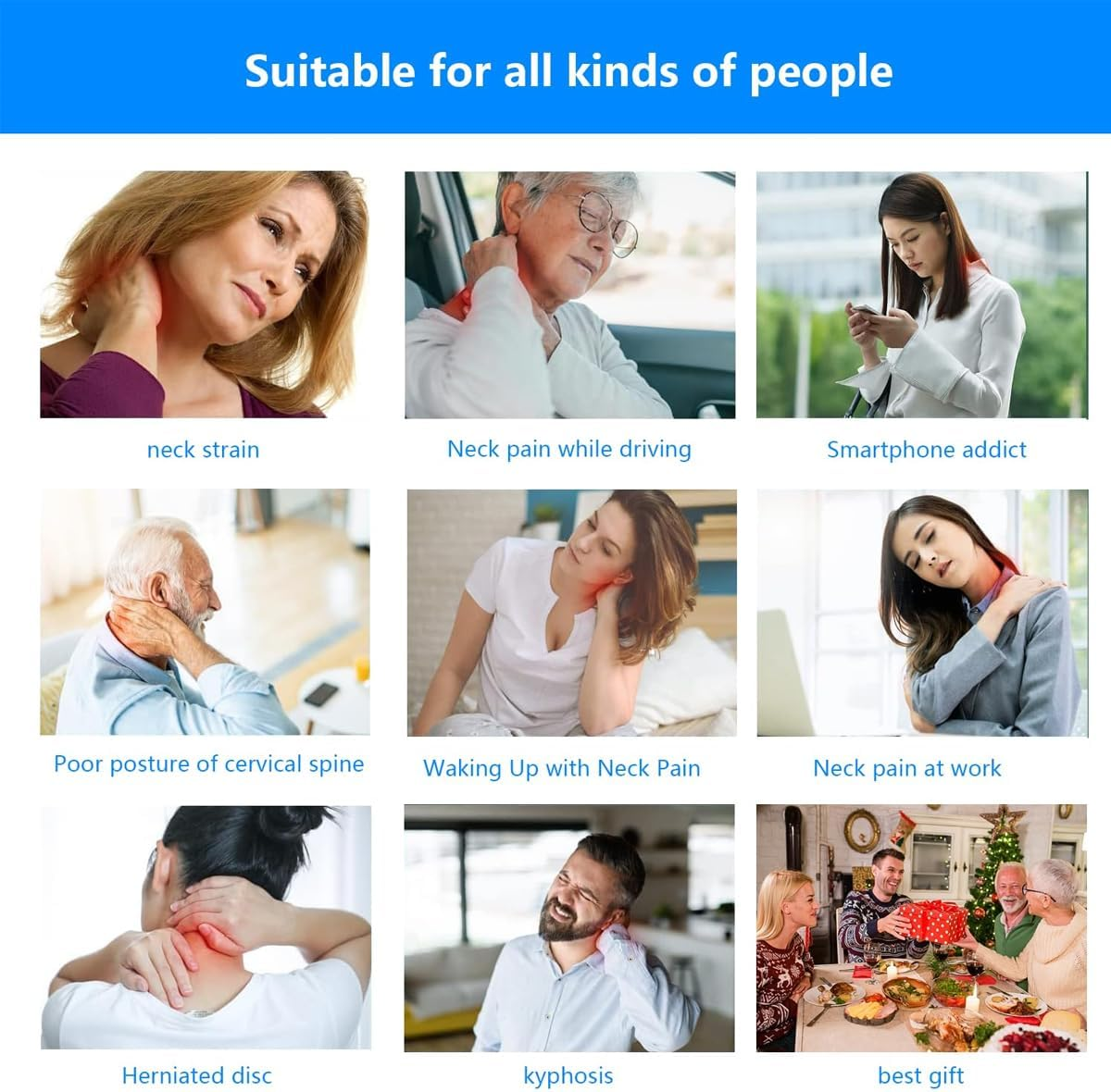 AIMALL Cervicorrect Neck Brace, Anti-Bow Forward Neck Straightener, Fixed Support Cervical Sleeve, Memory Foam, Available in Black, Grey, Pink - Black image number 4