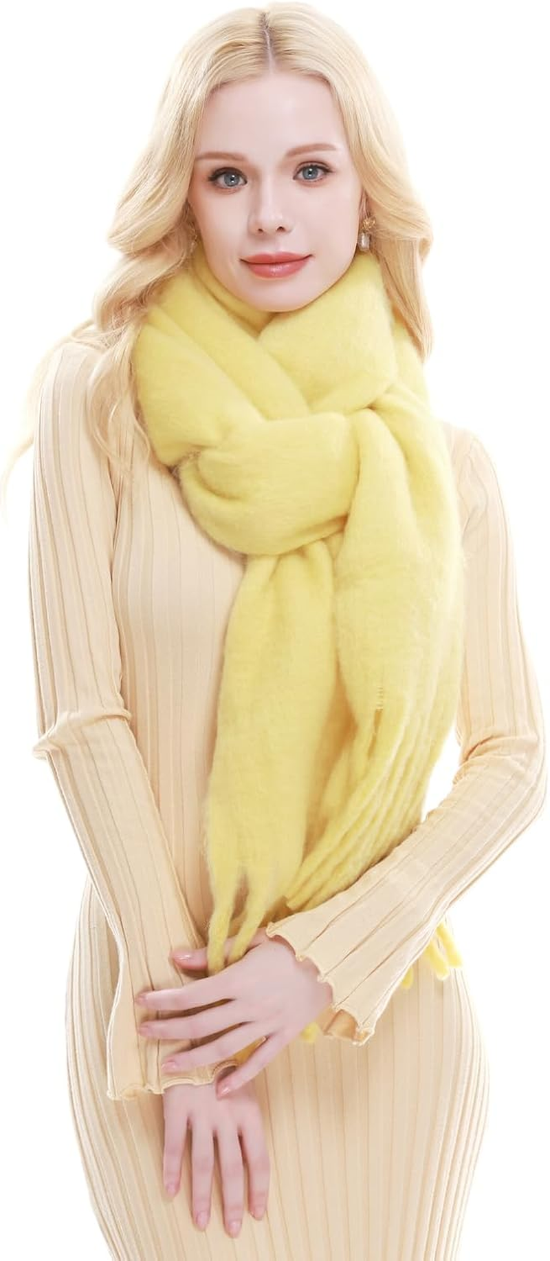 RIIQIICHY Womens Chunky Winter Plaid Scarfs Pashmina Shawls Long Large Wraps Scarfs for Evening Dresses