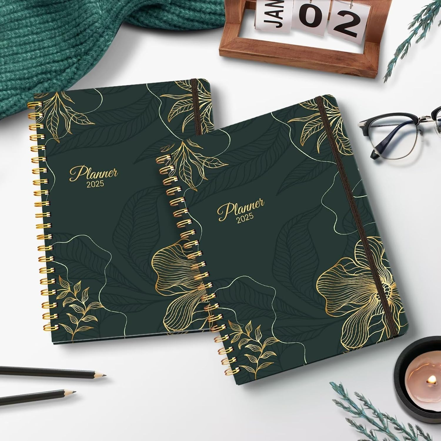 2025 Planner, A5 Weekly and Monthly Planners with Tabs, Spiral Bound Daily Calendar 2025, Agenda Organizers from Jan. to Dec., Hardcover Habit Tracker Journal 6.1" X 8.5" (Black Gold) image number 5