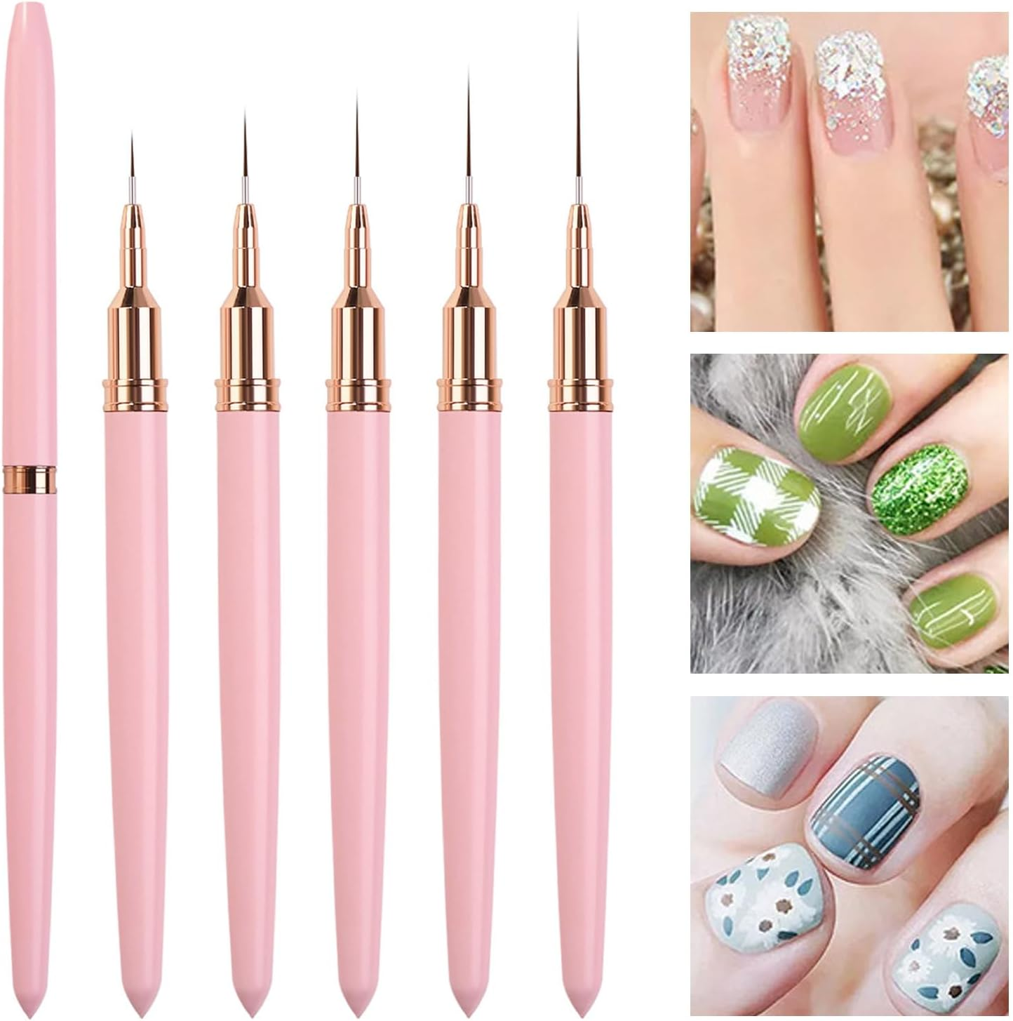 Liner Brush | Ultra-Fine Detail Brush 5 - Size 7 9 11 15 25Mm Professional Nail Design Brushes for Lines Dotting Drawing, UV Gel Polish Painting Buniq image number 3