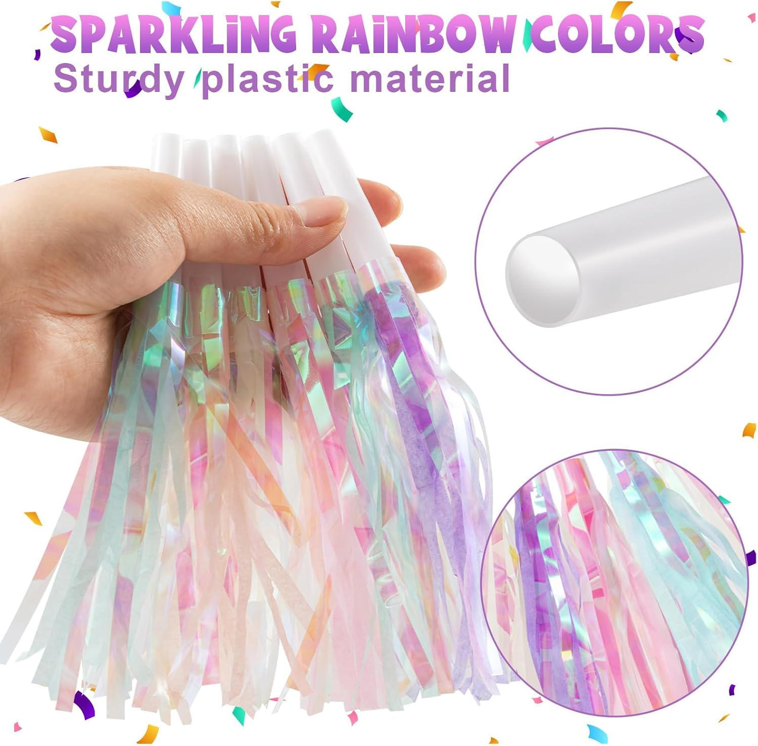 24-Pack Party Blowers, Glittery Metallic Fringe Noisemakers for Birthday, Graduation, Sports Events, and Celebration Favors image number 5
