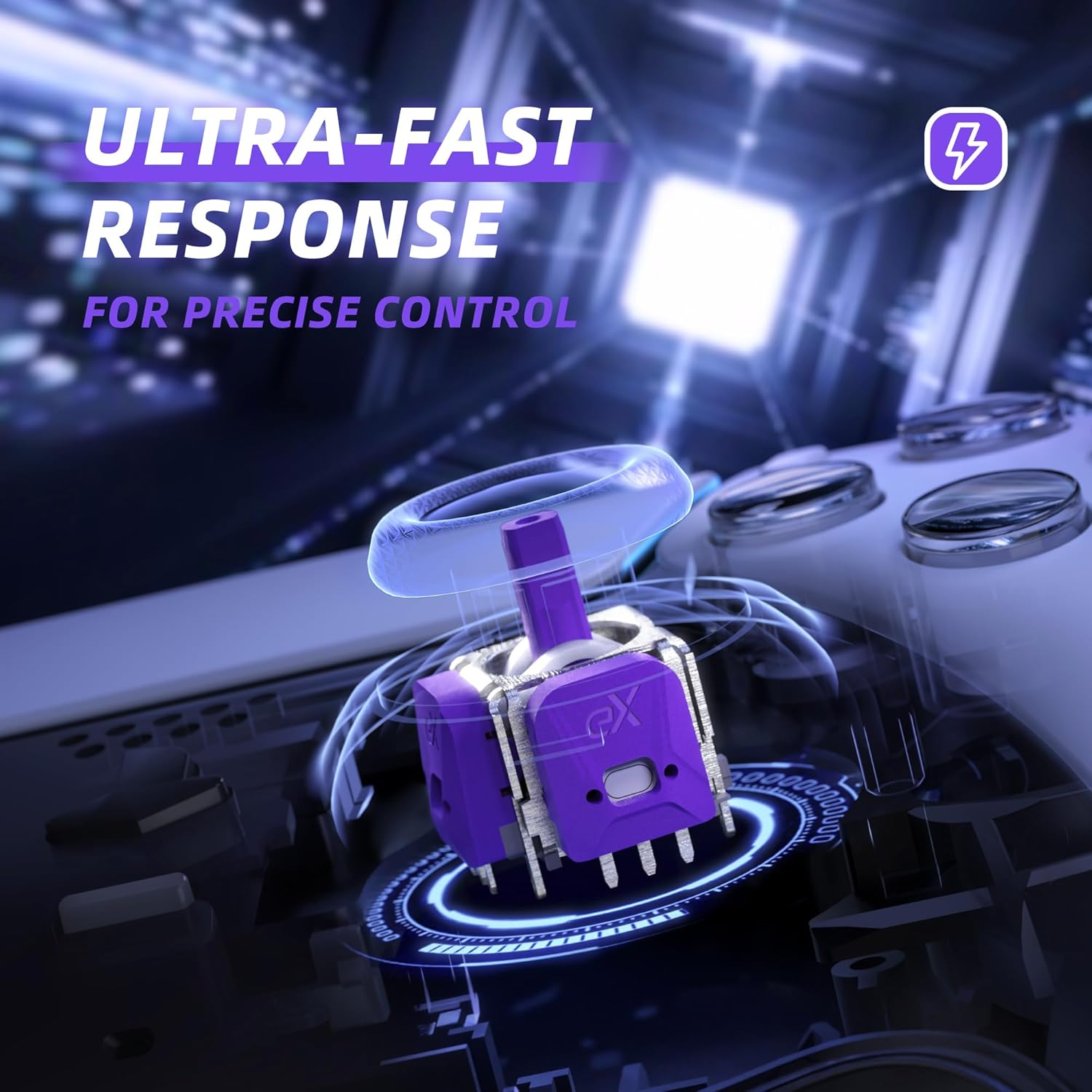 Extremerate Exhall Digital Calibrable Hall Effect Thumbstick Kit for PS5 Controller, Replacement 3D Joystick Analog Stick Sensor Module Kit for PS5 Controller with Calibrate FPC Board - Purple 120Gf - Blue 80Gf image number 4