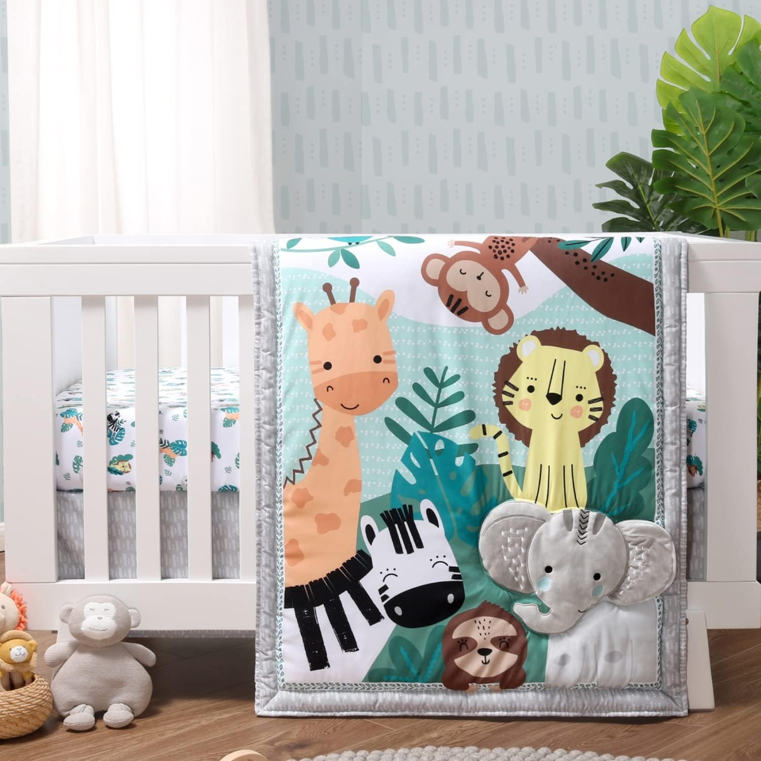 The Peanutshell Crib Bedding Set, Safari Animals, 3 Piece Crib Set image number 4