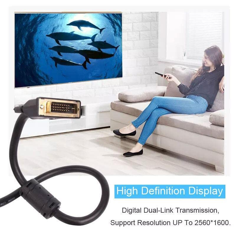 DVI to DVI Cable Male DVI-D for LCD Monitor Computer PC Projector DVD Cord Lead - High-Speed Transmission with Gold-Plated Connectors - Available in Multiple Lengths image number 1