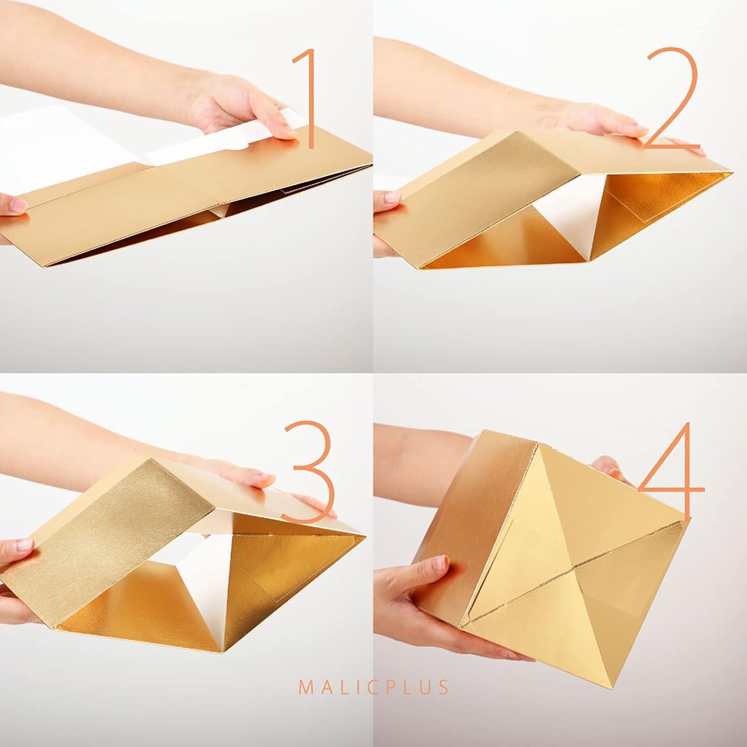 MALICPLUS 10 Gift Boxes 24X16.5X10 CM Boxes with Lids, Gold Gift Boxes Bulk for Wedding, Party, Birthday,Bridesmaid Proposal Boxes for Light Gifts - Gold image number 2