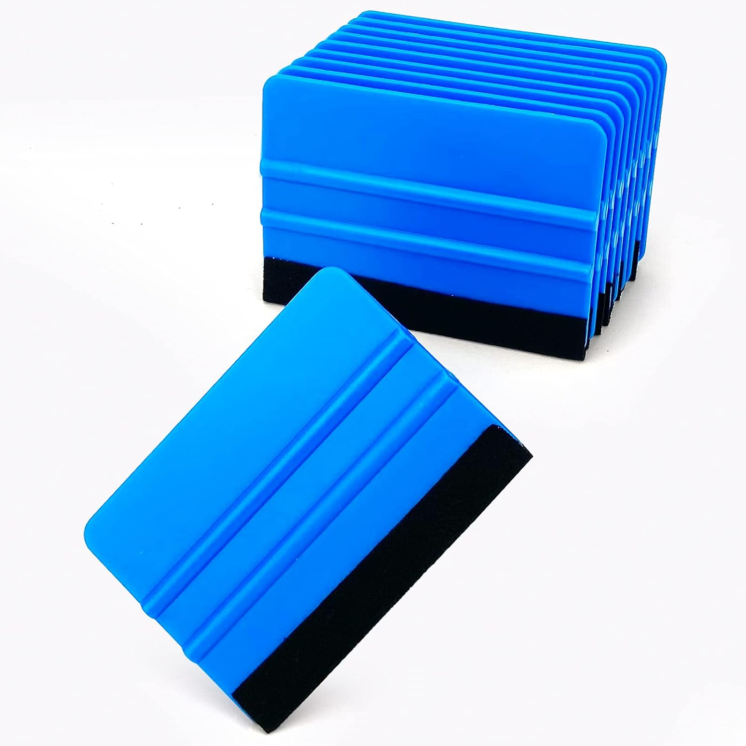 Ccyanzi 4Inch Vinyl Squeegee Tool Window Film Squeegee Decal Scraper Sign-Making Graphic Wallpaper Application, Felt Edge Protection Prevents Scratches - 10Piece Blue