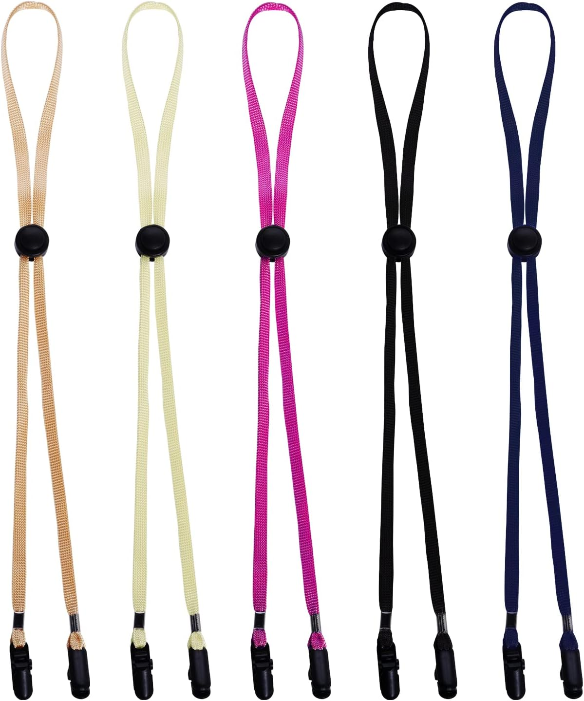 Sucrain 5 Pieces Adjustable Hat Strap Clips Hat Chin Cord for Golfing, Fishing, Boating