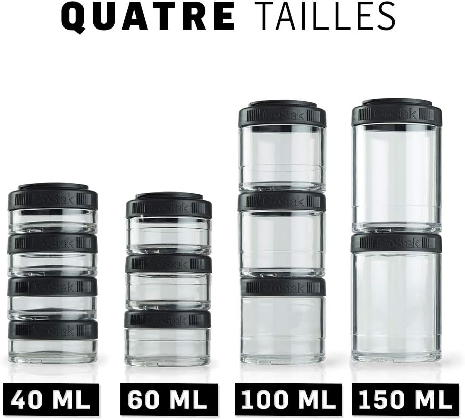 Blender Bottle Gostak Twist N' Lock Storage Jars, Black, 150 Cc, Pack of 2 image number 1