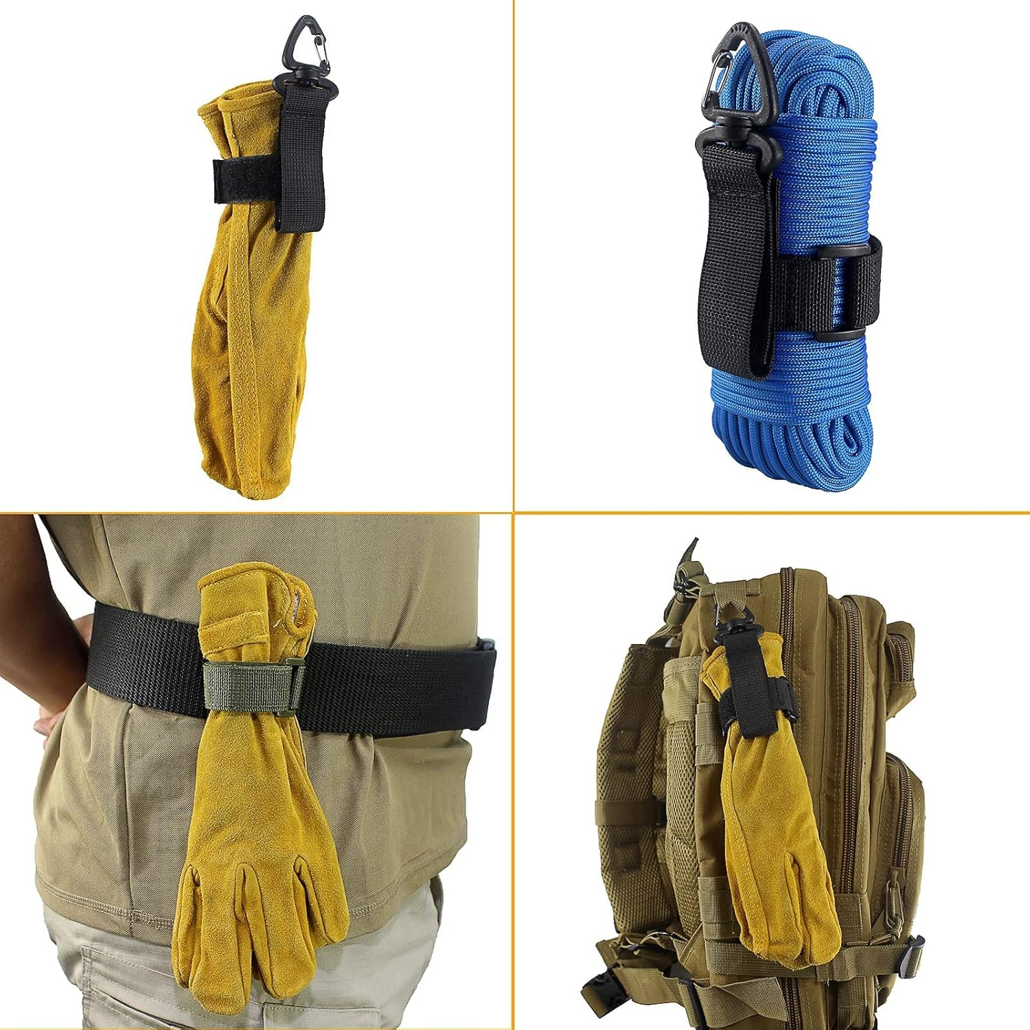 Trbisely 2Pcs Glove Holder for Duty Belt Glove Clips for Work Glove Strap Keeper Tactical Gloves Climbing Rope Storage Buckle