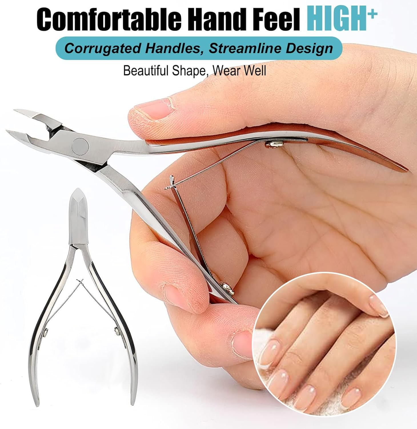Blinkingnails Nail Cuticle Trimmer with Cuticle Pusher, Cuticle Cutter Nipper Professional Pedicure Manicuer Remover Tool Set,Nail Scraper Nails Clipper, Cuticle Remover Tool 3Pcs image number 4