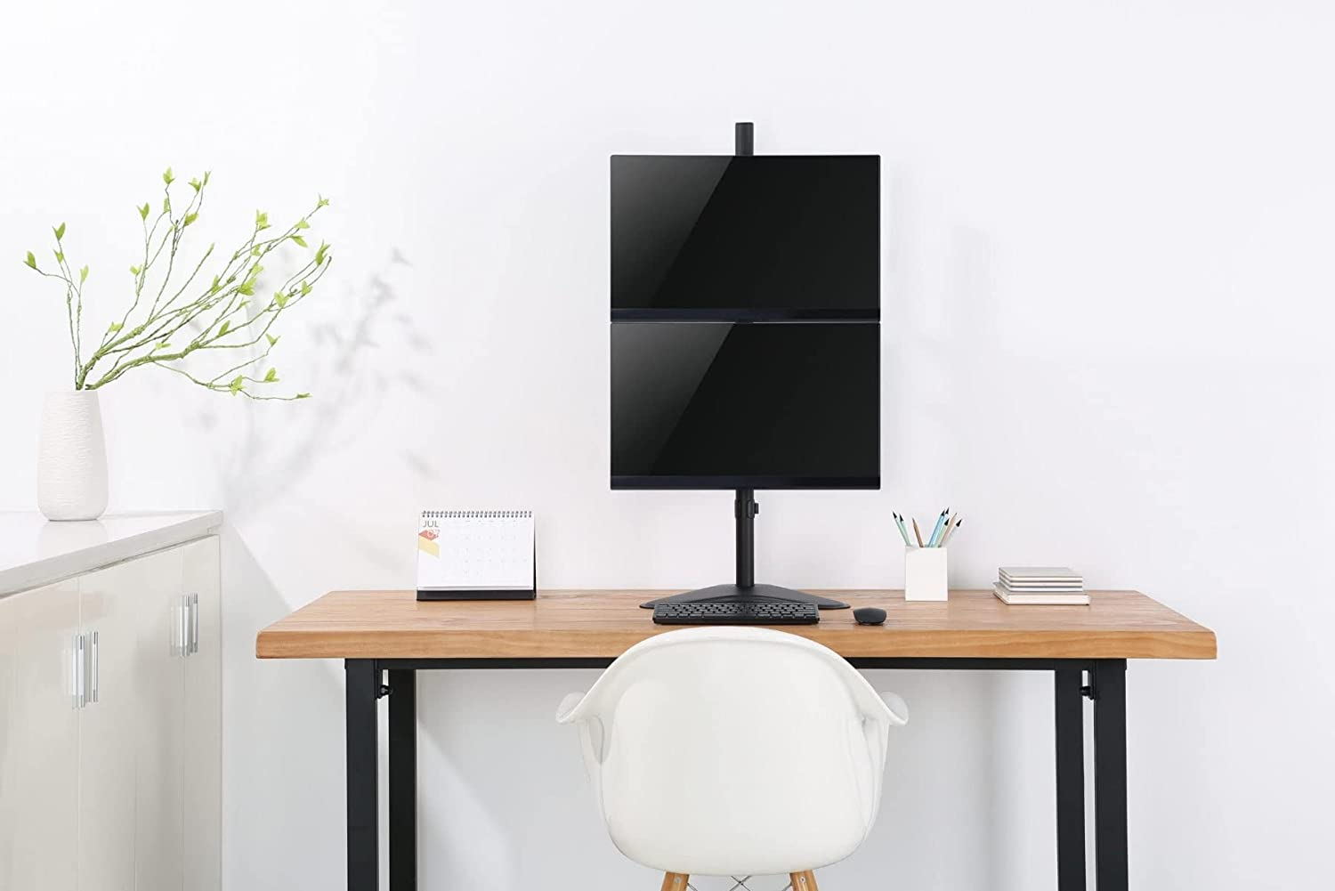 Brateck LDT12-T02V Dual Screens Economical Double Joint Articulating Steel Monitor Stand Fit Most 13 - 32 Inch Monitors up to 8Kg per Screen VESA 75X75/100X100 image number 1