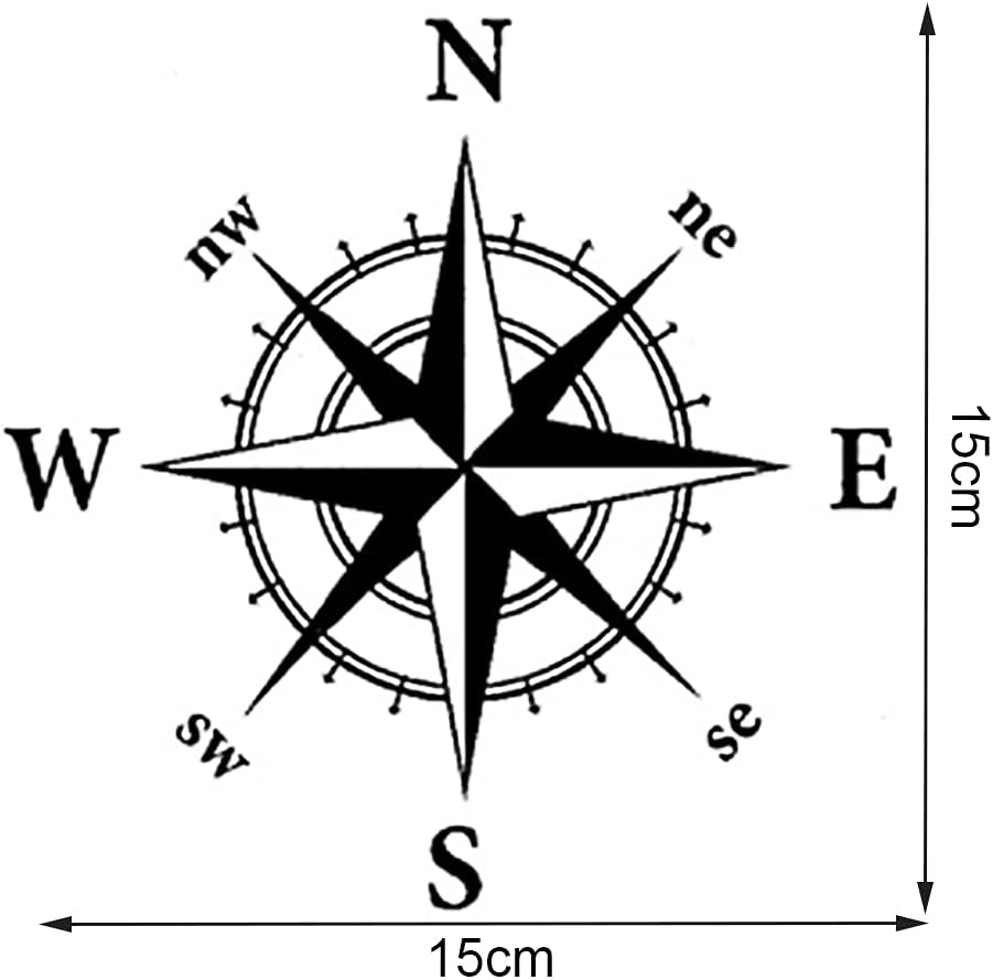 YAHAO 2 Pcs Compass Car Stickers Waterproof Vinyl Decals for All Motorhome Truck Van Car Bumper Decal 15Cm*15Cm Matt Black image number 3