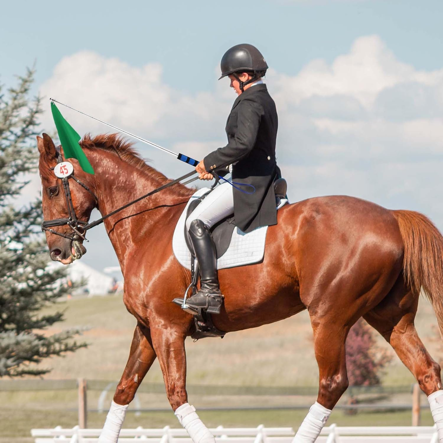 5Pcs Horse Training Flags, Tour Guide Flag with 63 Inch Telescopic Flagpole Horse Training Equipment Telescopic Flag Poles Horse Flag Equestrian Training Flags image number 4