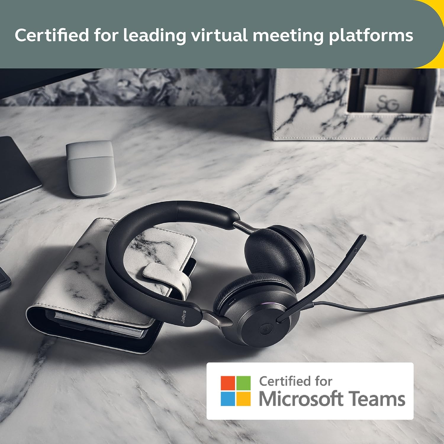 Jabra Evolve2 40 SE Wired Stereo Noise-Cancelling Headset - Features 3-Microphone Call Technology and USB-A Cable - MS Teams Certified, Works with All Other Platforms - Black image number 4