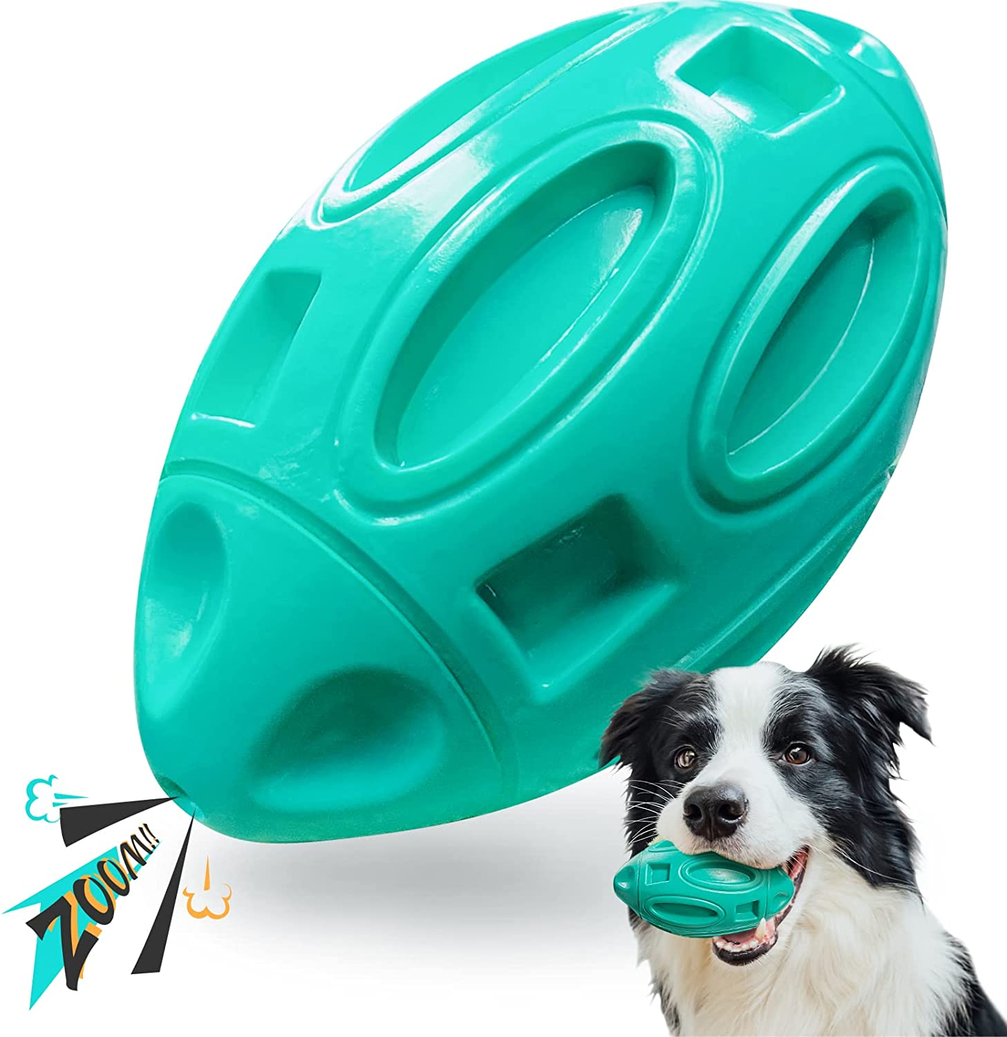 EASTBLUE Squeaky Dog Toys for Aggressive Chewers: Rubber Puppy Chew Ball with Squeaker, Almost Indestructible and Durable Pet Toy for Medium and Large Breed